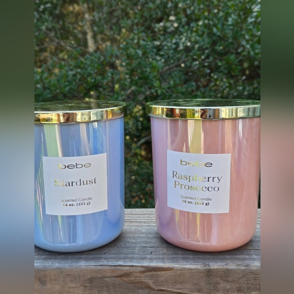 Bebe Stardust Blue and Raspberry Prosecco Pink Candle Duo - Picture 1 of 2